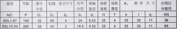 電冰箱線輸送鏈技術參數